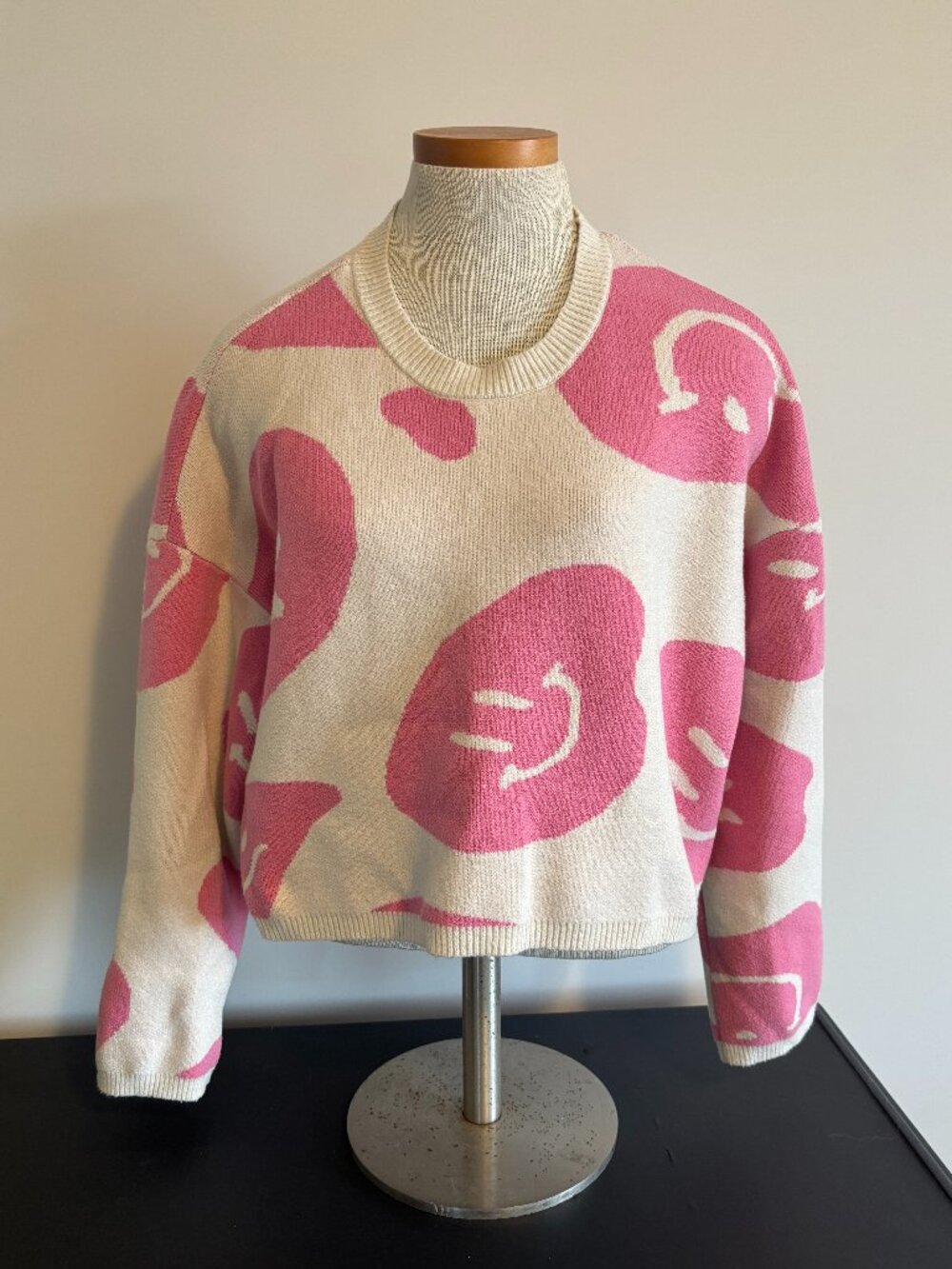 Moon & Madison Happy Face Crop Sweater